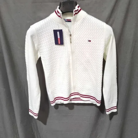 TOMMY HILFIGER KIDS WHITE QUILTED ZIP JACKET, SIZE 140-146