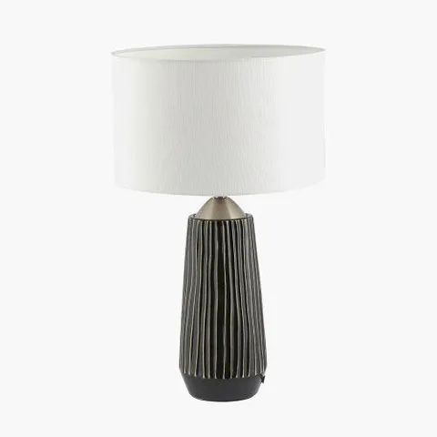 BOXED PACIFIC ARTEMIS BLACK TEXTURED CERAMIC AND BRUSHED SILVER TALL TABLE LAMP
