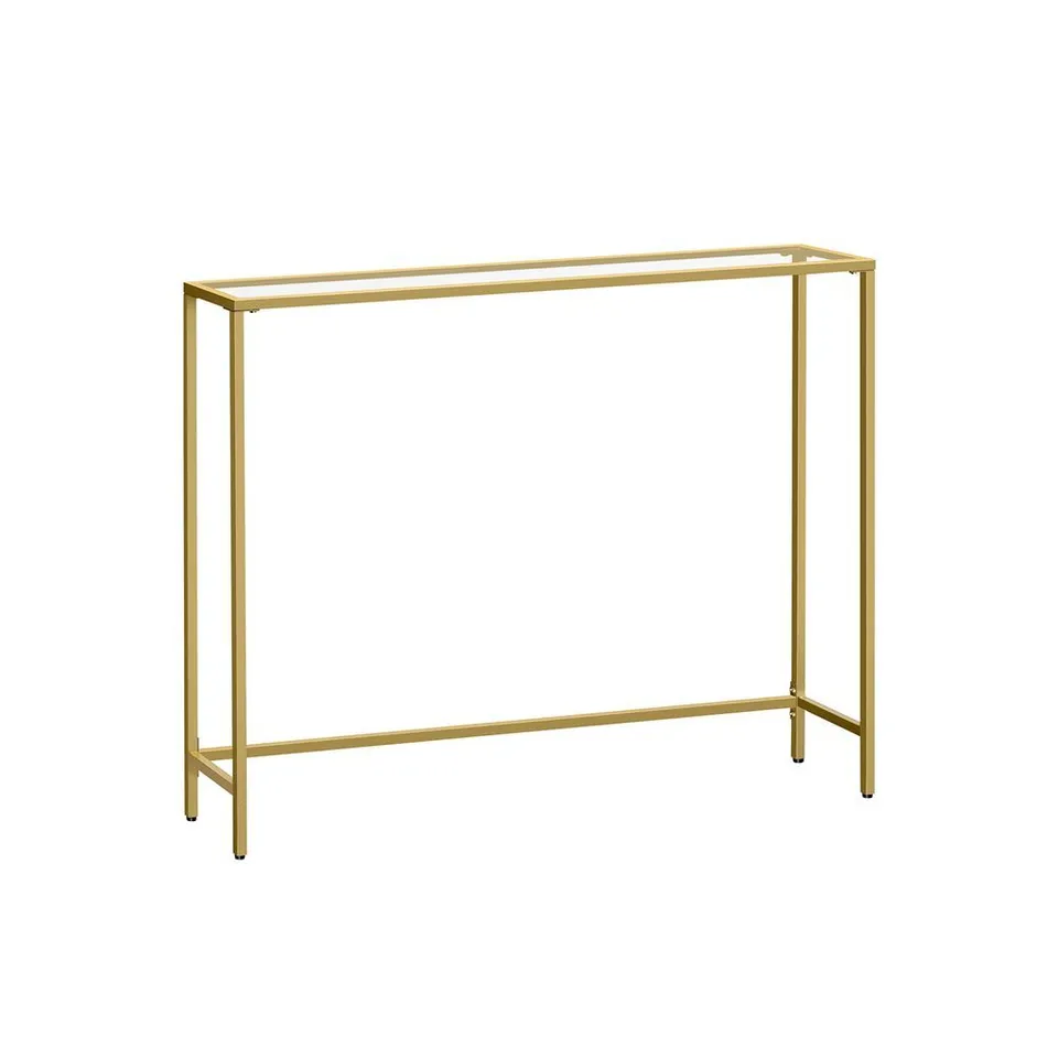 BOXED VASAGLE CONSOLE TABLE PALE GOLD AND TRANSPARENT