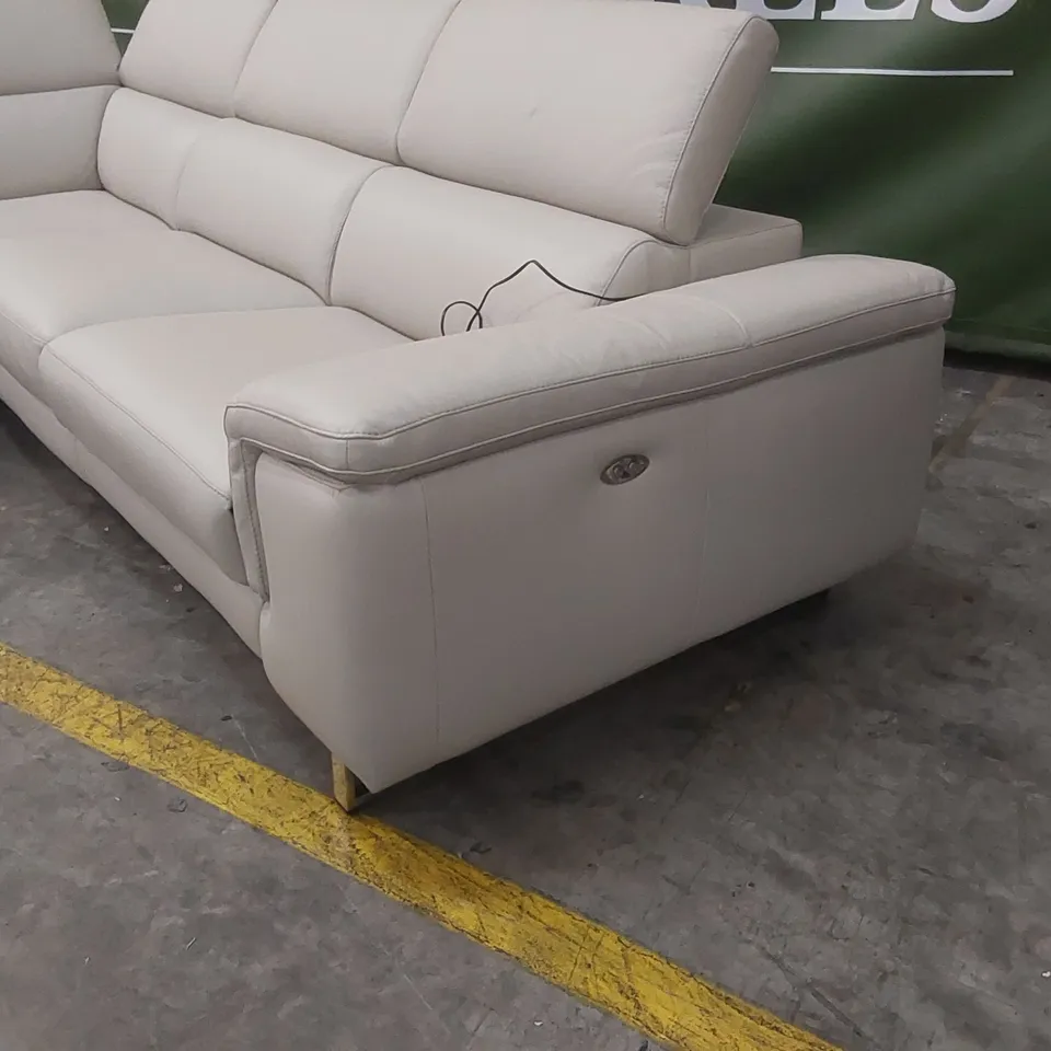 QUALITY DESIGNER ITALIAN MADE LEATHER 4 SEATER ELECTRIC RECLINER CORNER SOFA IN CAPPUCCINO