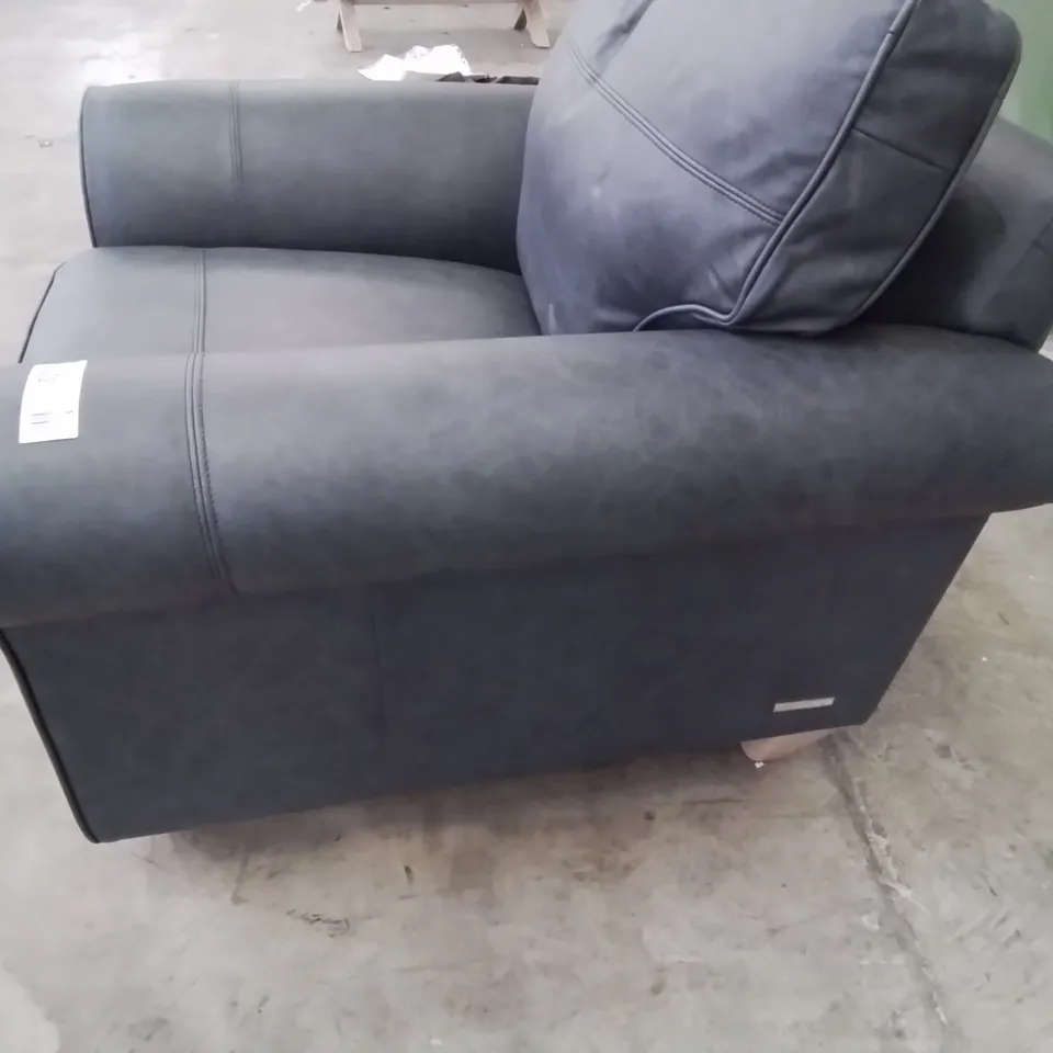 QUALITY BRITISH DESIGNER LOUNGE Co. PENELOPE EASY CHAIR BLUE LEATHER