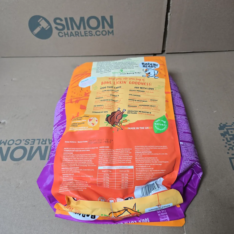 BARKING HEADS ALL HOUNDER MEDIUM SIZE KIBBLE FOR ADULT DOGS CHICKEN/RICE 2KG