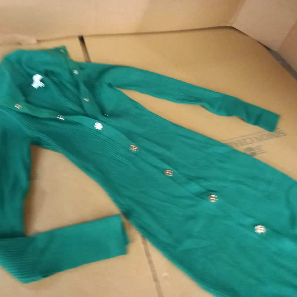 REISS GREEN RIBBED DRESS - S