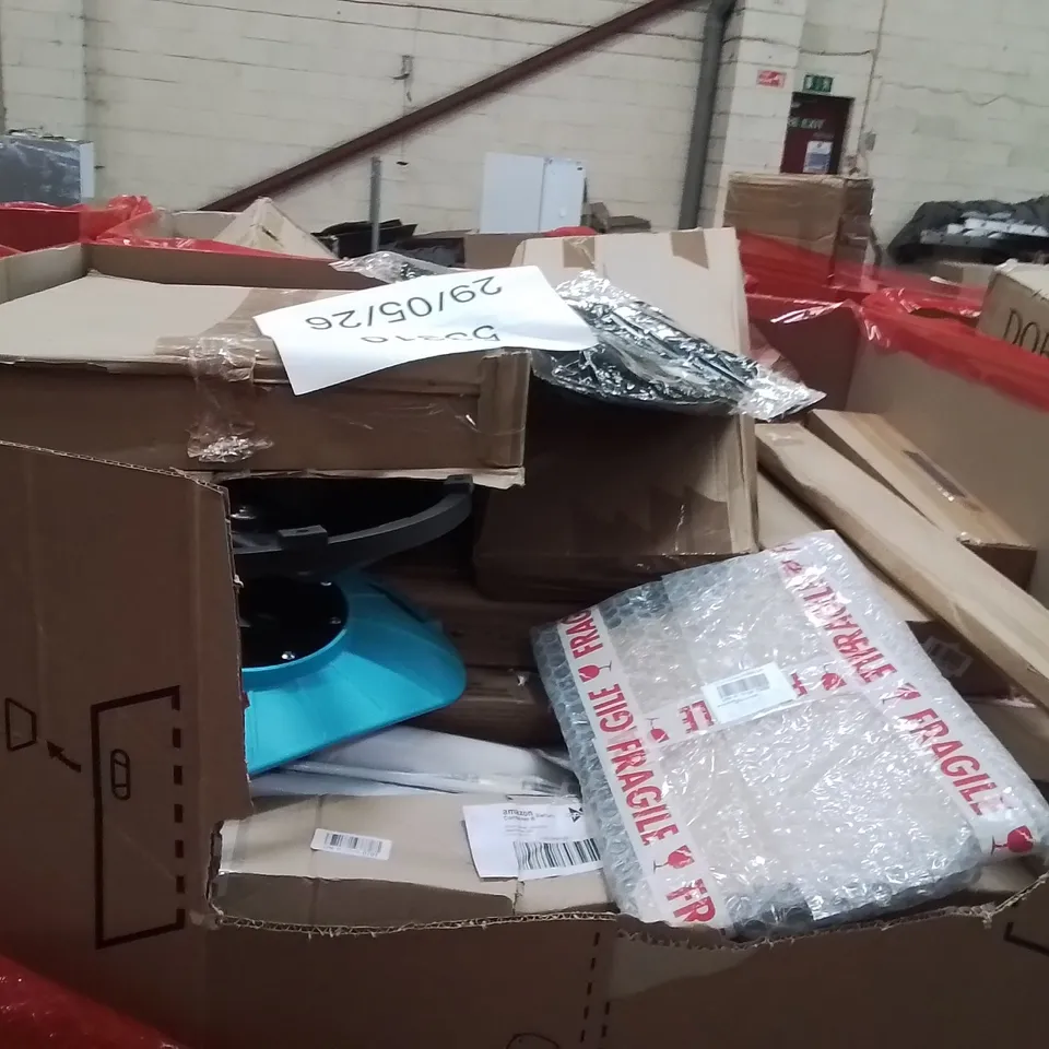 PALLET OF ASSORTED HOUSEHOLD GOODS AND PRODUCTS TO INCLUDE;PET FLAP,RETRACTABLE SAFETY GATE,LED SCOOTER