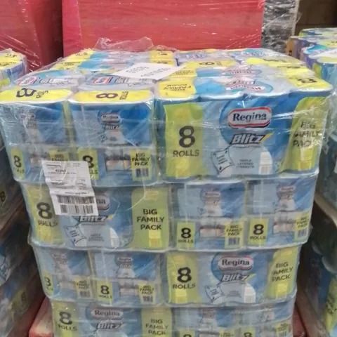 PALLET CONTAINING LARGE QUANTITY OF BRAND NEW REGINA BLITZ KITCHEN ROLL PACKS OF 8