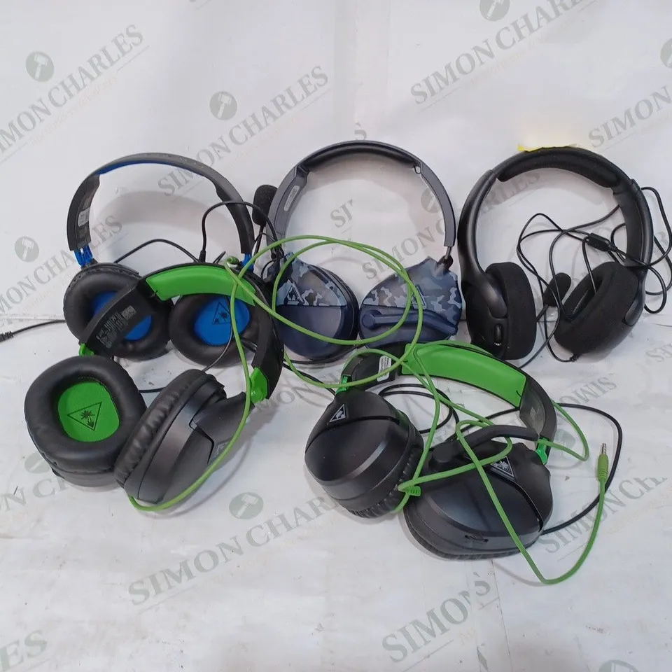 LOT TO CONTAIN 5 X ASSORTED GAMING HEADSETS. BRANDS, COLOURS AND MODELS MAY VARY