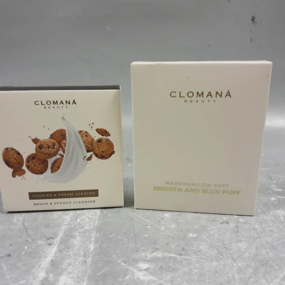 CLOMANA BEAUTY BRUSH AND SPONGE CLEANSER AND SMOOTH AND BLUR PUFF