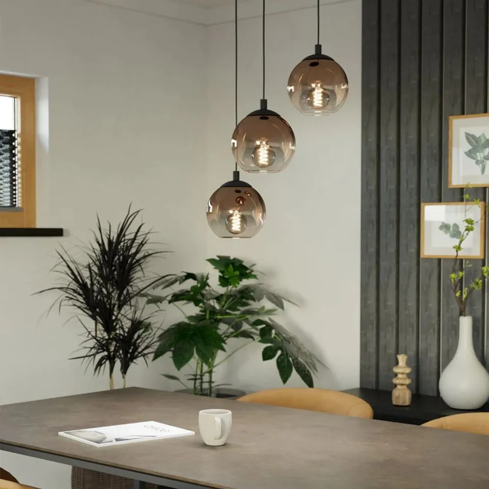 BOXED ARISCANI 1 COPPER OMBRE EFFECT GLASS 3 LIGHT PENDANT