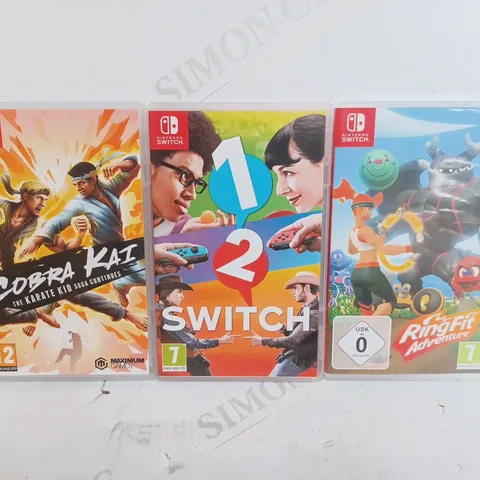 SET OF 3 NINTENDO SWITCH GAMES TO INCUDE - COBRA KAI - 1 2 SWITCH - RINGFIT ADVENTURE