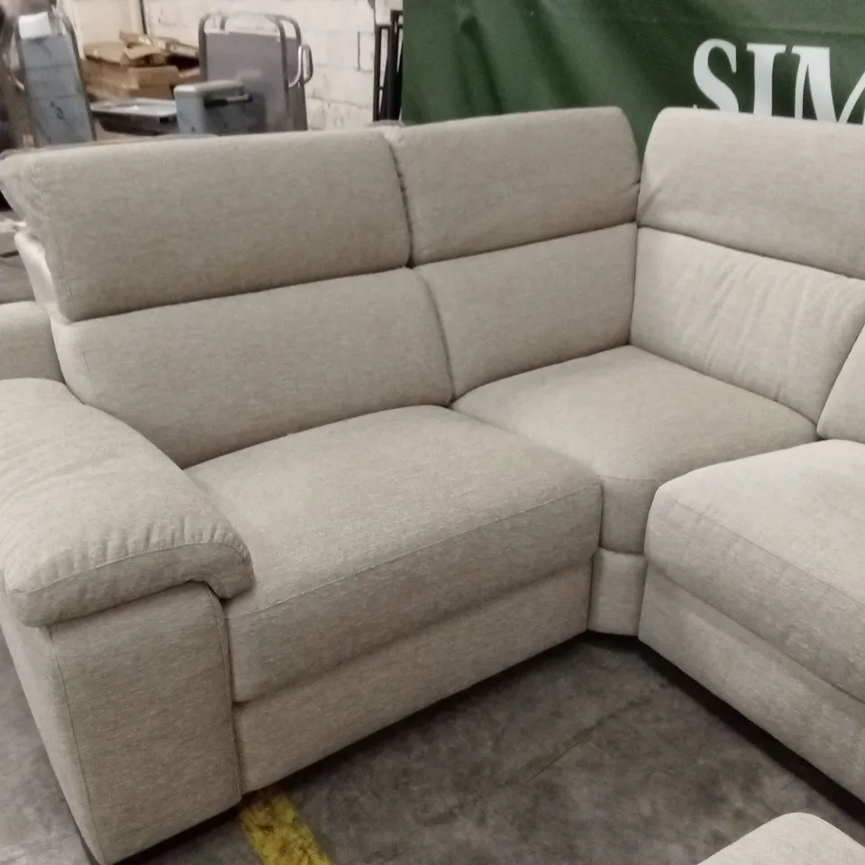 QUALITY DESIGNER ITALIAN MADE RICCARDO FABRIC CORNER SOFA WITH FOOTSTOOL - BEIGE 