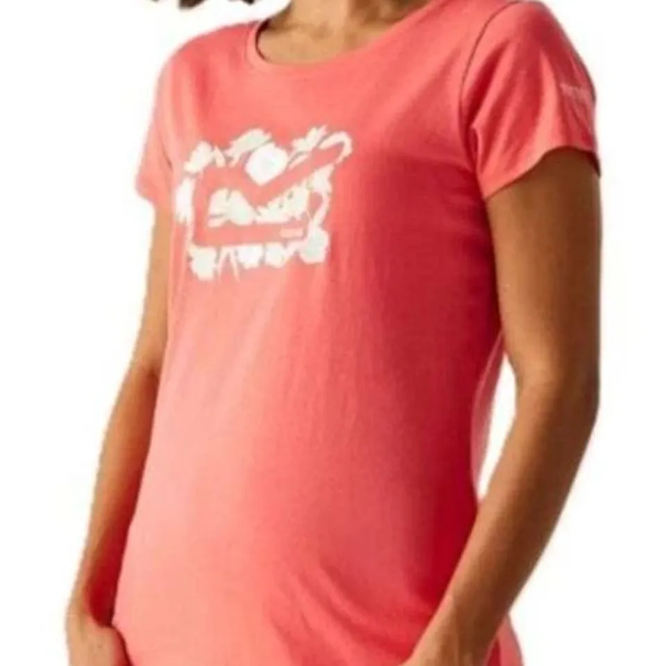 BRAND NEW REGATTA WOMENS BREEZED V SHORT SLEEVE T-SHIRT IN PEACH BLOOM - UK 10