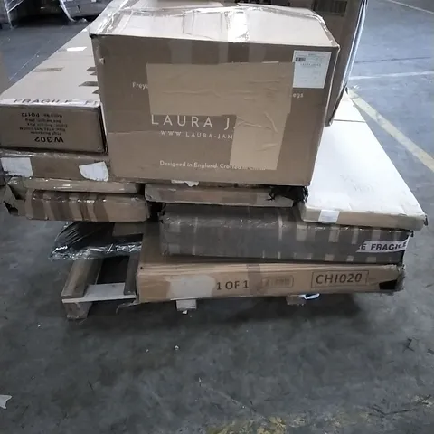 PALLET OF HOUSEHOLD ITEMS TO INCLUDE CHAIRS, SOFA AND BED ETC....