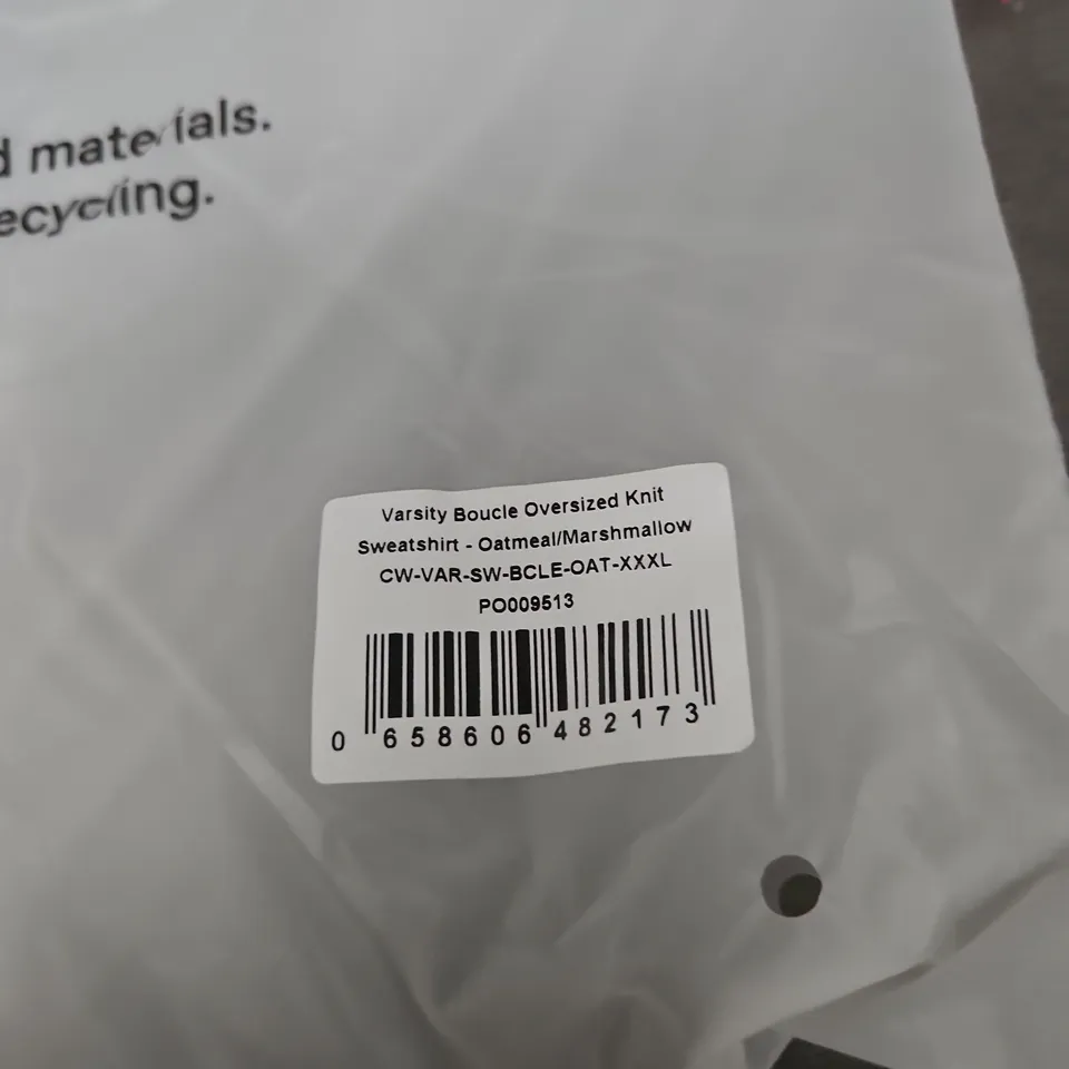 ADANOLA OVERSIZED KNIT SWEATSHIRT XXXL OATMEAL/MARSHMALLOW