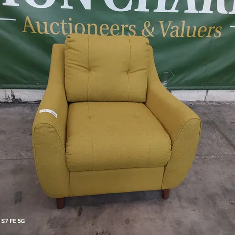 QUALITY BRITISH DESIGNER G PLAN EDWARD ARMCHAIR BOBBLE MUSTARD FABRIC