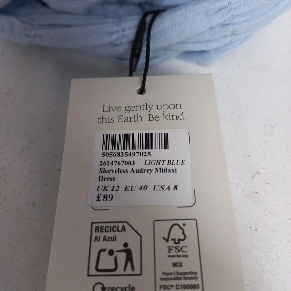 NOBODYS CHILD LIGHT BLUE SLEEVELESS AUDREY MIDAXI DRESS – UK 12