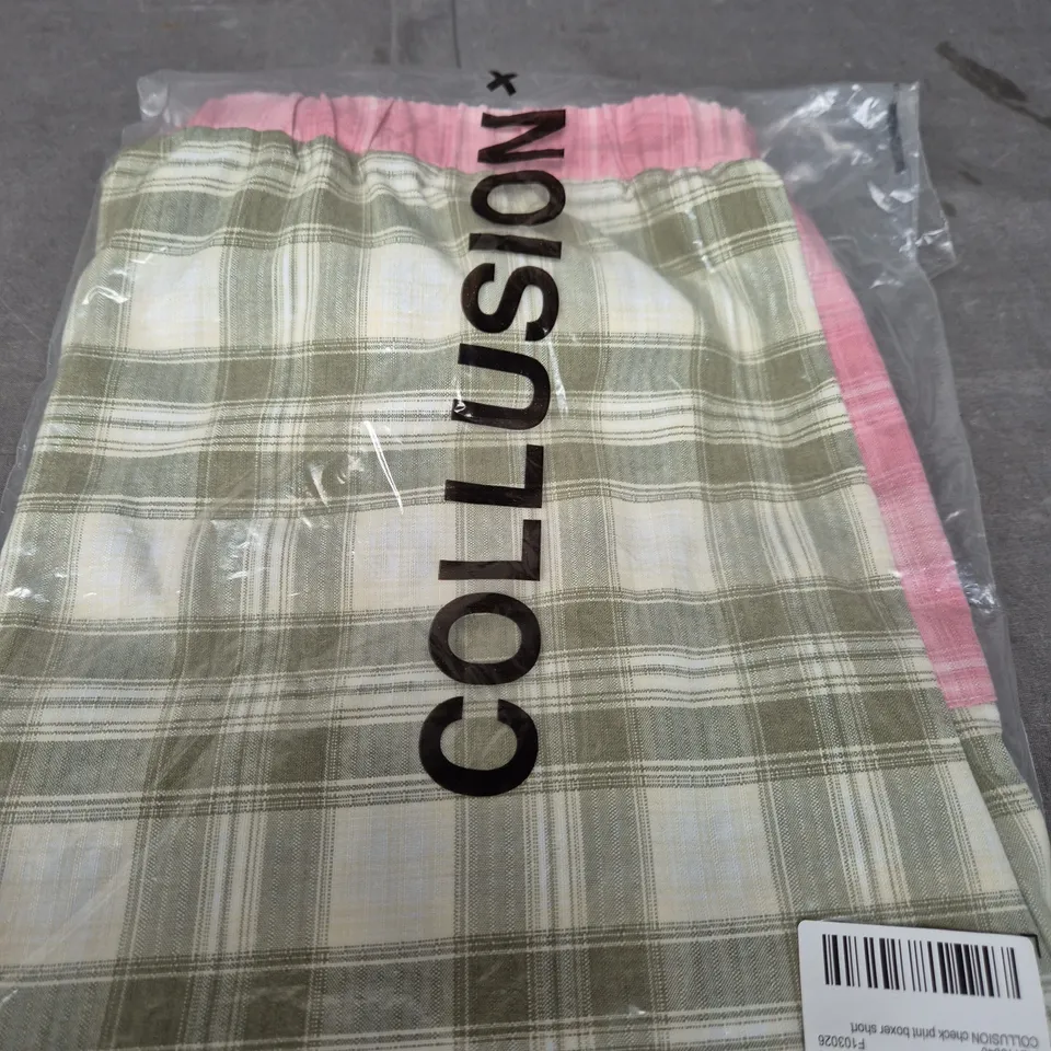 COLLUSION CHECK PRINT BOXER SHORTS – UK 3XL, MULTI-COLOUR PLAID