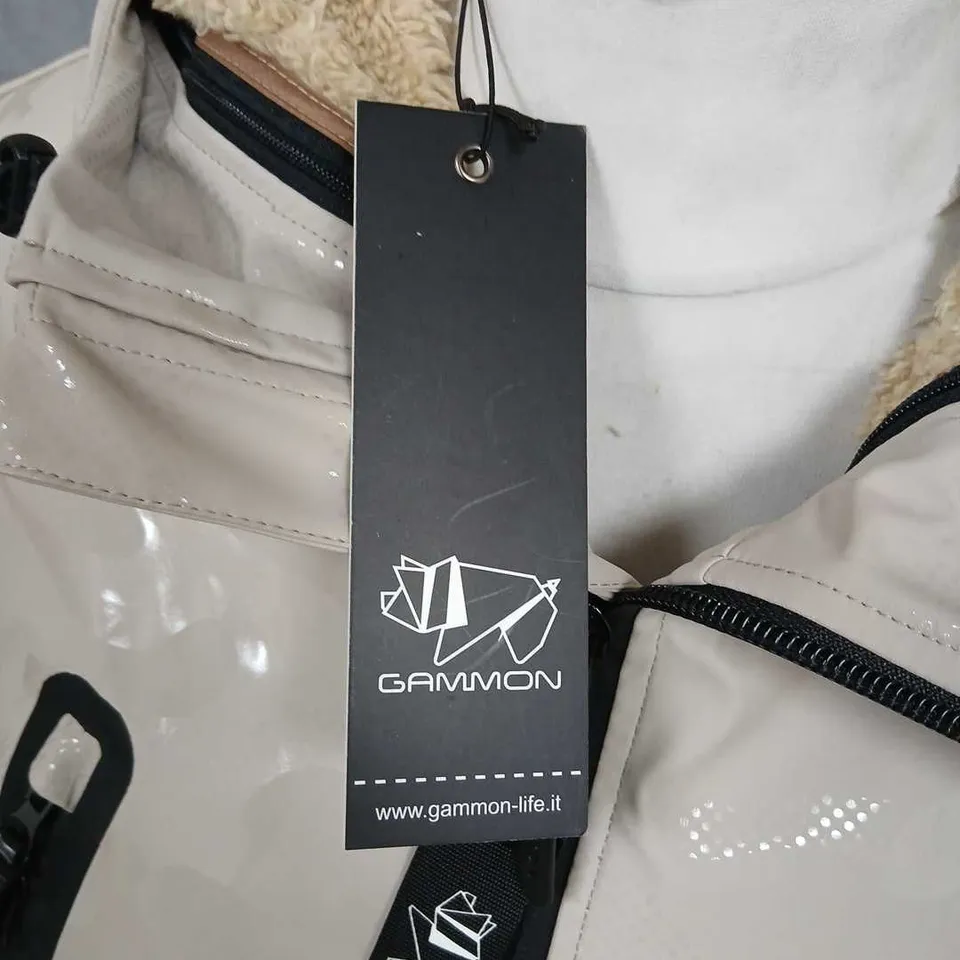 GAMMON LIFE BEIGE PARKA JACKET WITH FAUX FUR LINING – SIZE S