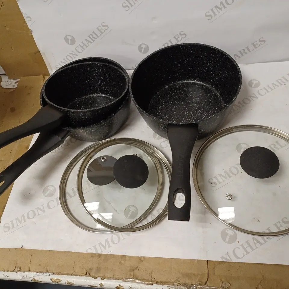 SALTER MEGASTONE COLLECTION NON-STICK FORGED ALUMINIUM 3 PIECE SAUCEPAN SET, SILVER - BW05751S 