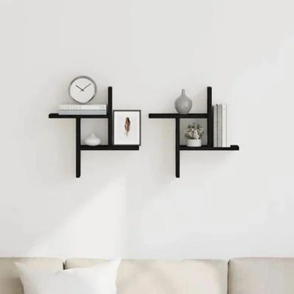 BOXED WALL SHELVES 2PCS BLACK OAK ENGINEERED WOOD (1 BOX)