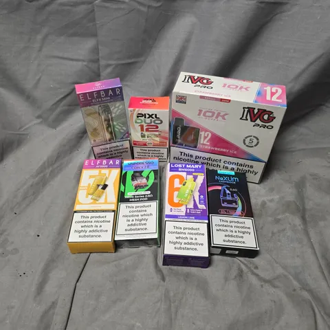 APPROXIMATELY 20 ASSORTED E-CIGARETTE PRODUCTS TO INCLUDE BRANDS SUCH AS IVG PRO, OXVA, LOST MART, ETC - COLLECTION ONLY