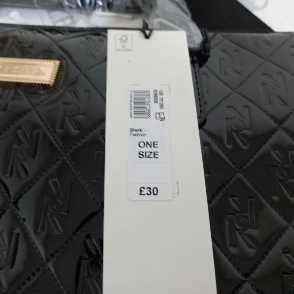RIVER ISLAND BLACK PU LOGO BAG