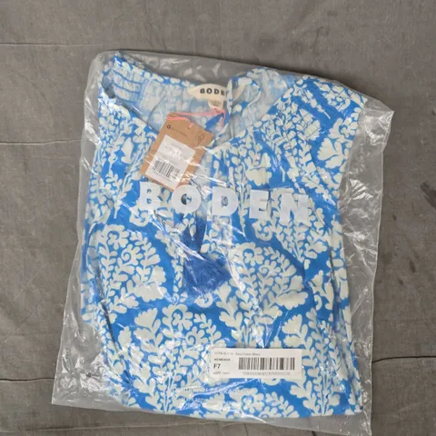 BODEN EASY COTTON BLOUSE IN BLUE/WHITE SIZE UK 22