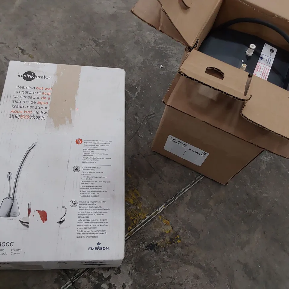 BOXED INSINKERATOR STEAMING HOT WATER TAP F-GN1100C & BOILER (2 BOXES)