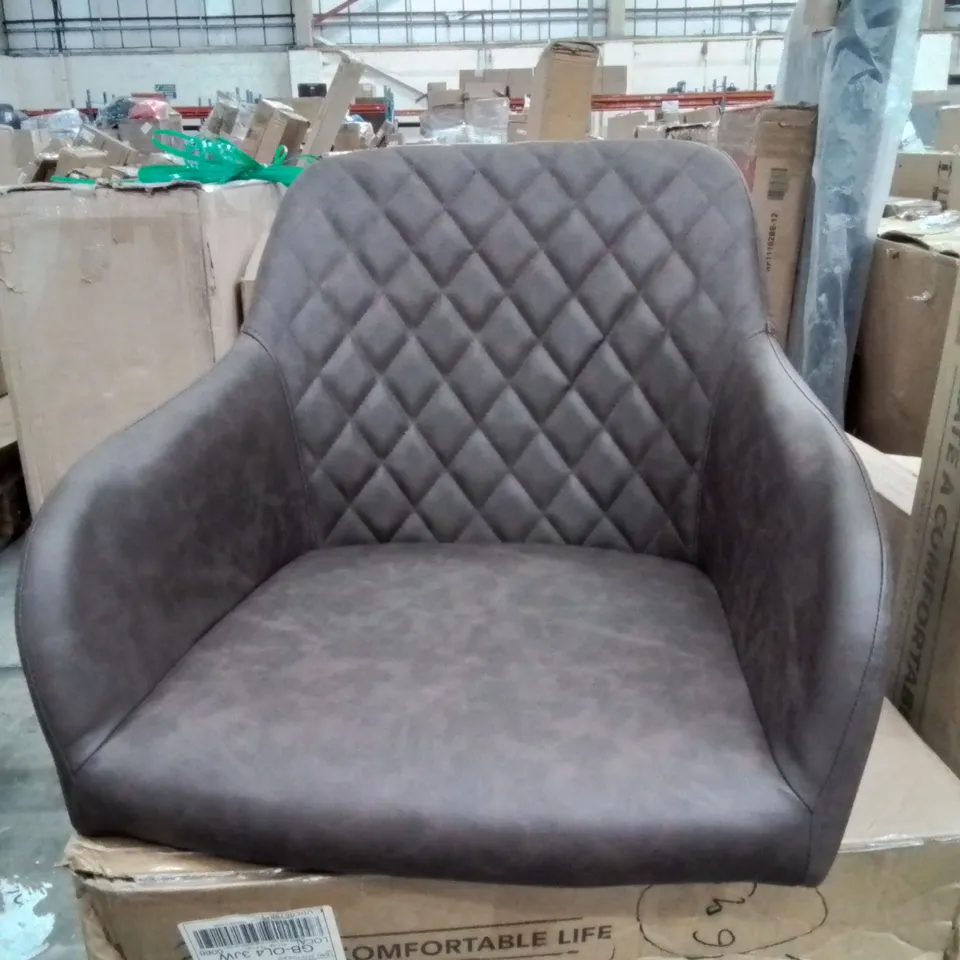 BOXED MOREE SET OF TWO BROWN PU LEATHER DINING CHAIRS
