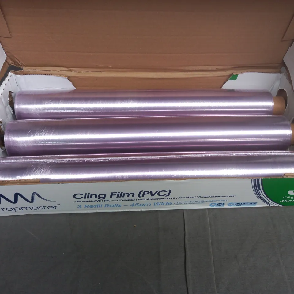 BOXED 3 ROLLS OF CATERING CLING FILM 