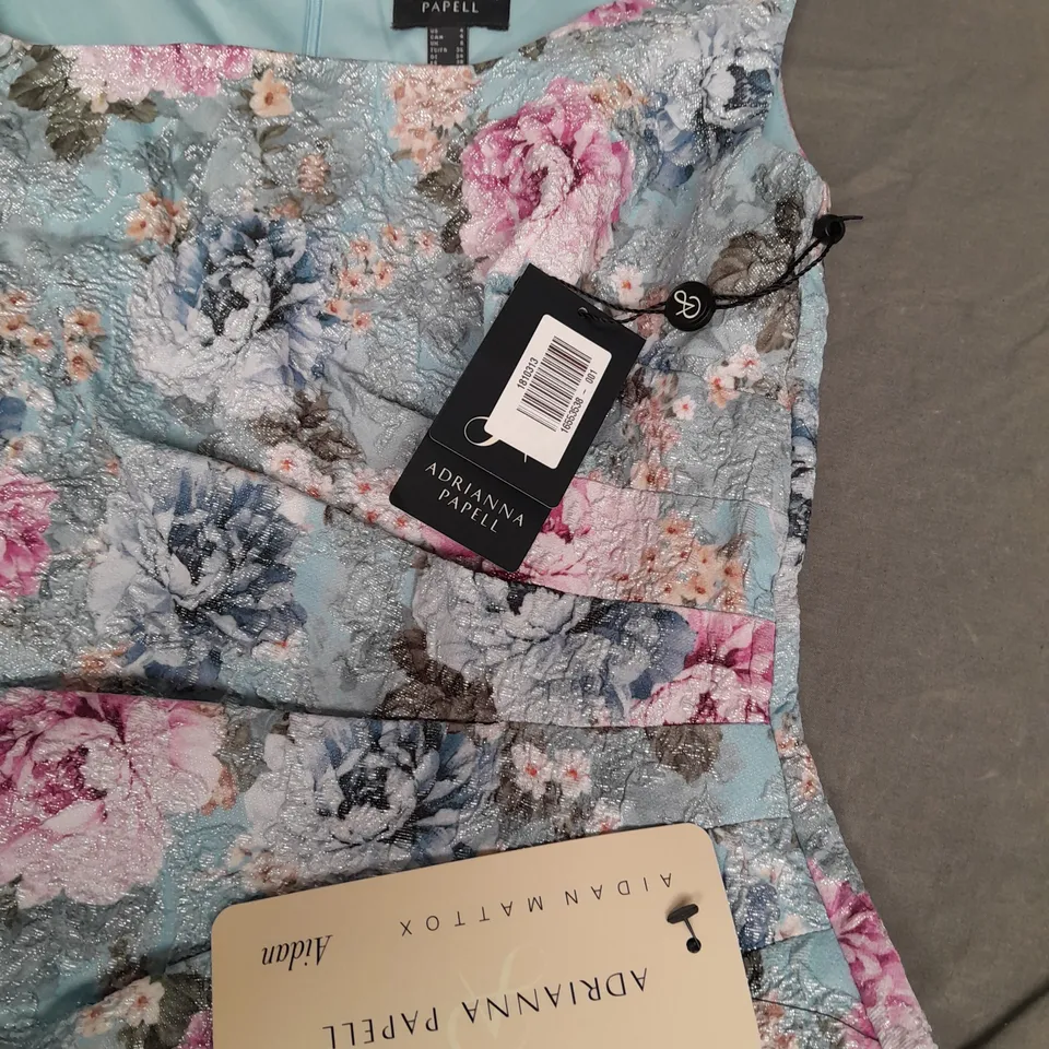 ADRIANNA PAPELL FLORAL MATELASSÉ DRESS - 8