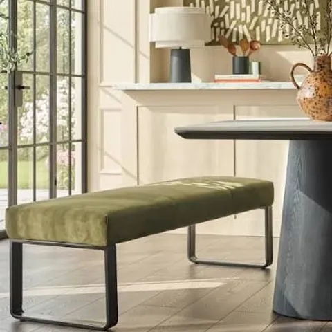 BOXED DANETTI DEVEN OLIVE GREEN VELVET BENCH