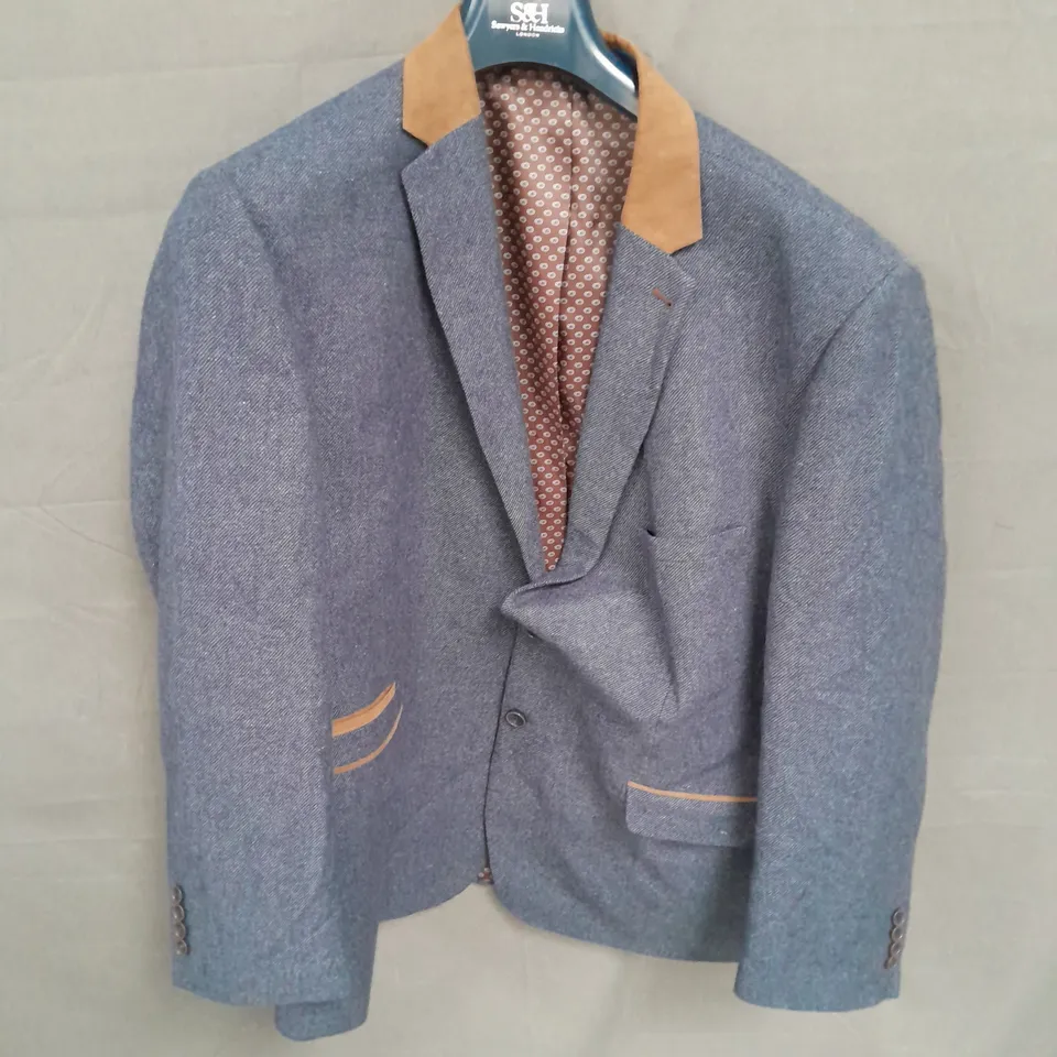 SAWYERS & HENDRICKS TAILORED FIT BLAZER IN NAVY/BROWN SIZE 52R