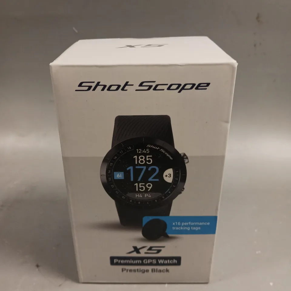 BOXED SEALED SHOT SCOPE X5 PREMIUM GPS WATCH IN PRESTIGE BLACK 
