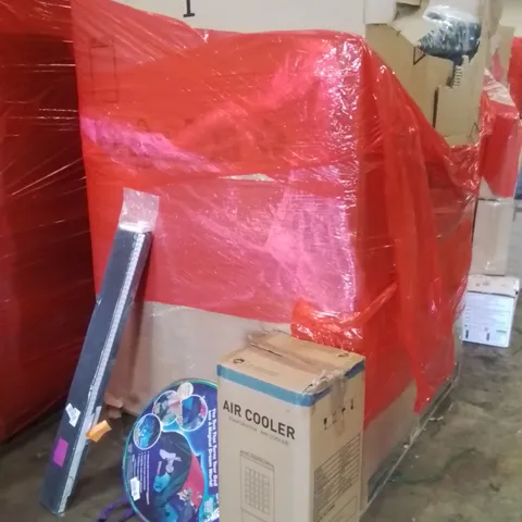 PALLET OF ASSORTED HOUSEHOLD GOODS AND PRODUCTS TO INCLUDE;AIR COOLER,BLACKOUT CURTAINS POLES,POPUP TENT