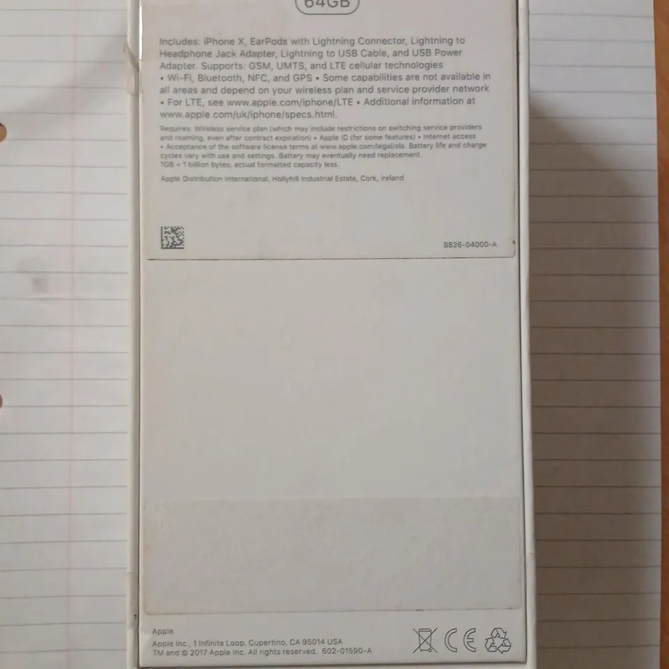 APPLE IPHONE X 64GB SPACE GREY – BOXED WITH ACCESSORIES