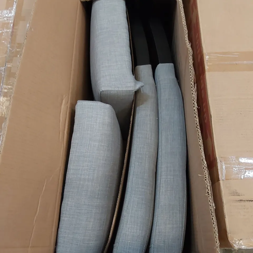 BOXED FLORENCE DINING CHAIR IN GREY LINEN WITH BLACK LEGS - SET OF 2