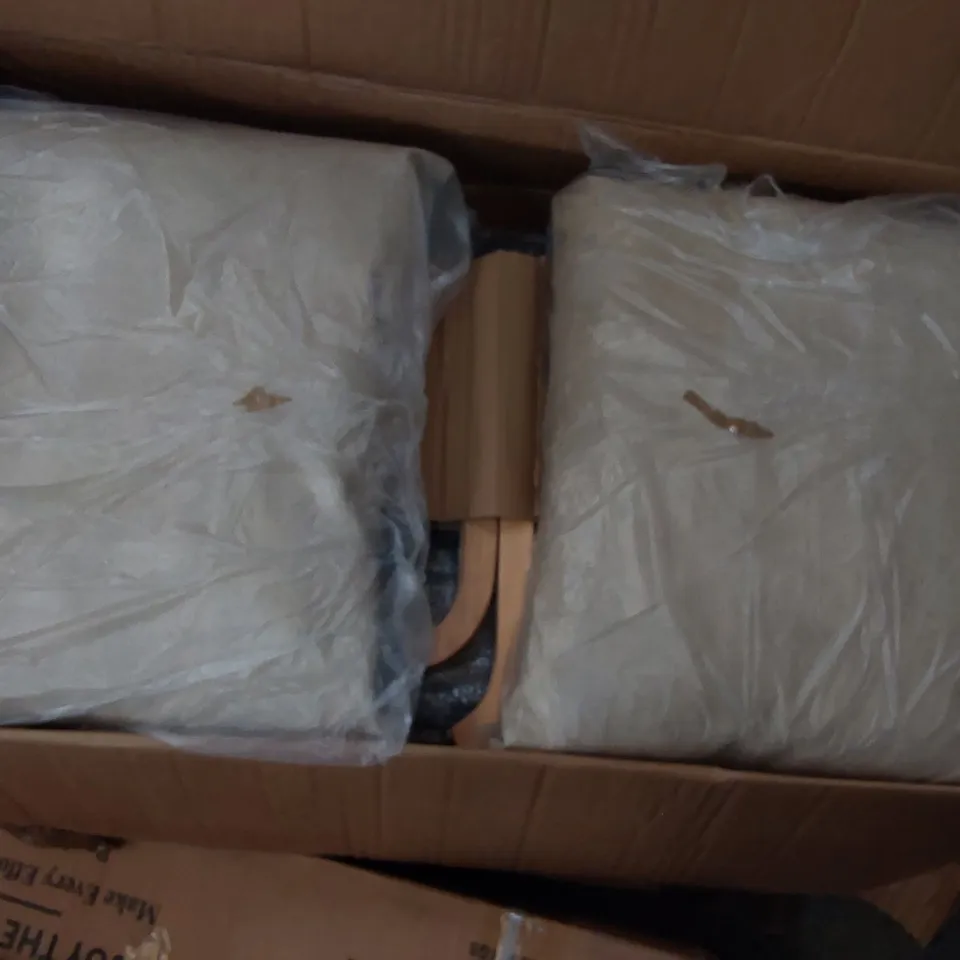 BOXED FAUX LEATHER BEIGE CHAIR (1 BOX)