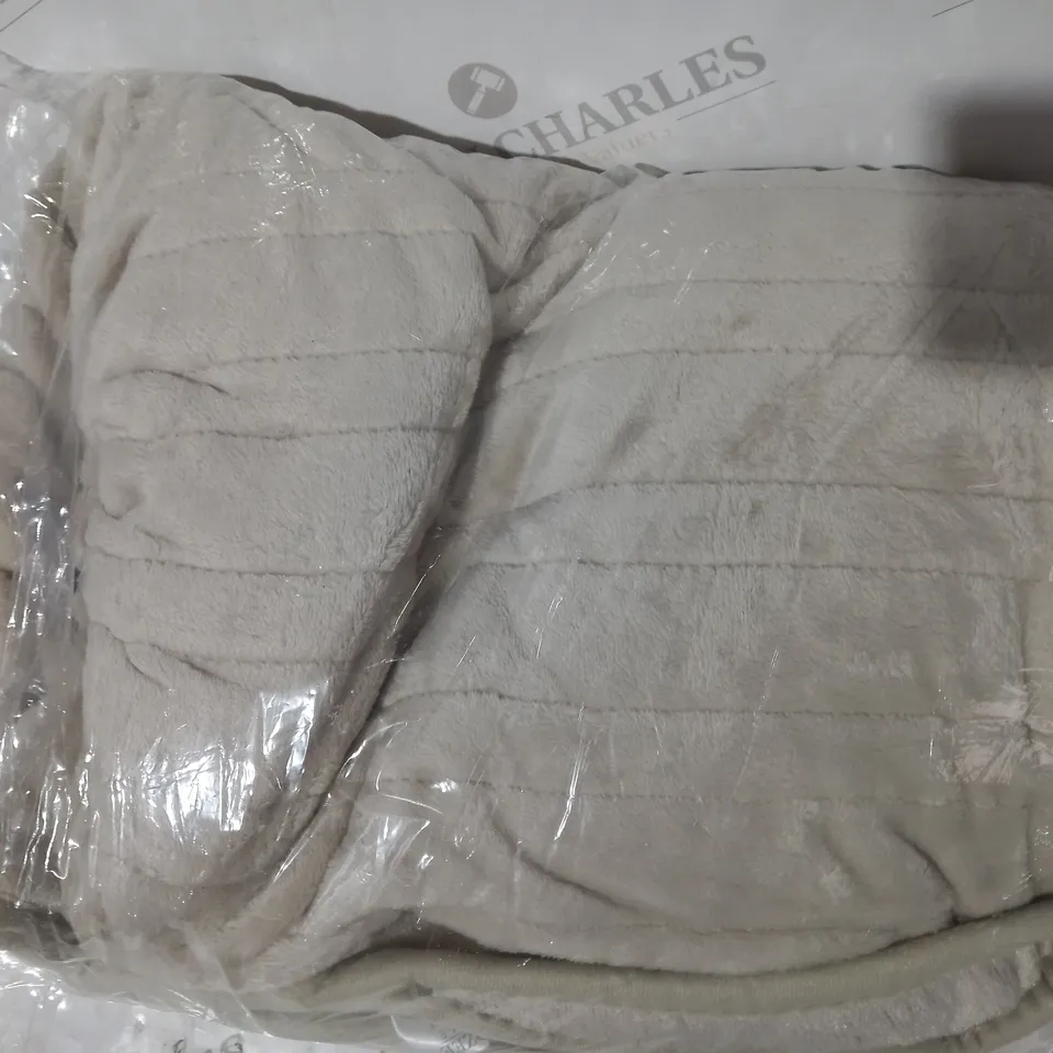 BOXED COZEE HOME VELVET SOFT HEATED BLANKET - STONE
