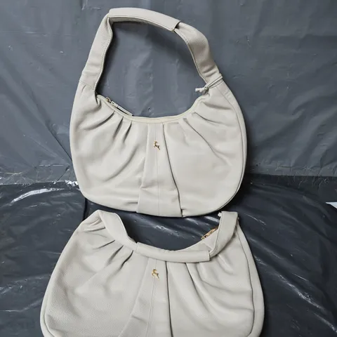 2X ASHWOOD LEATHER LARGE PLEATED SHOULDER BAG ICE GREY 