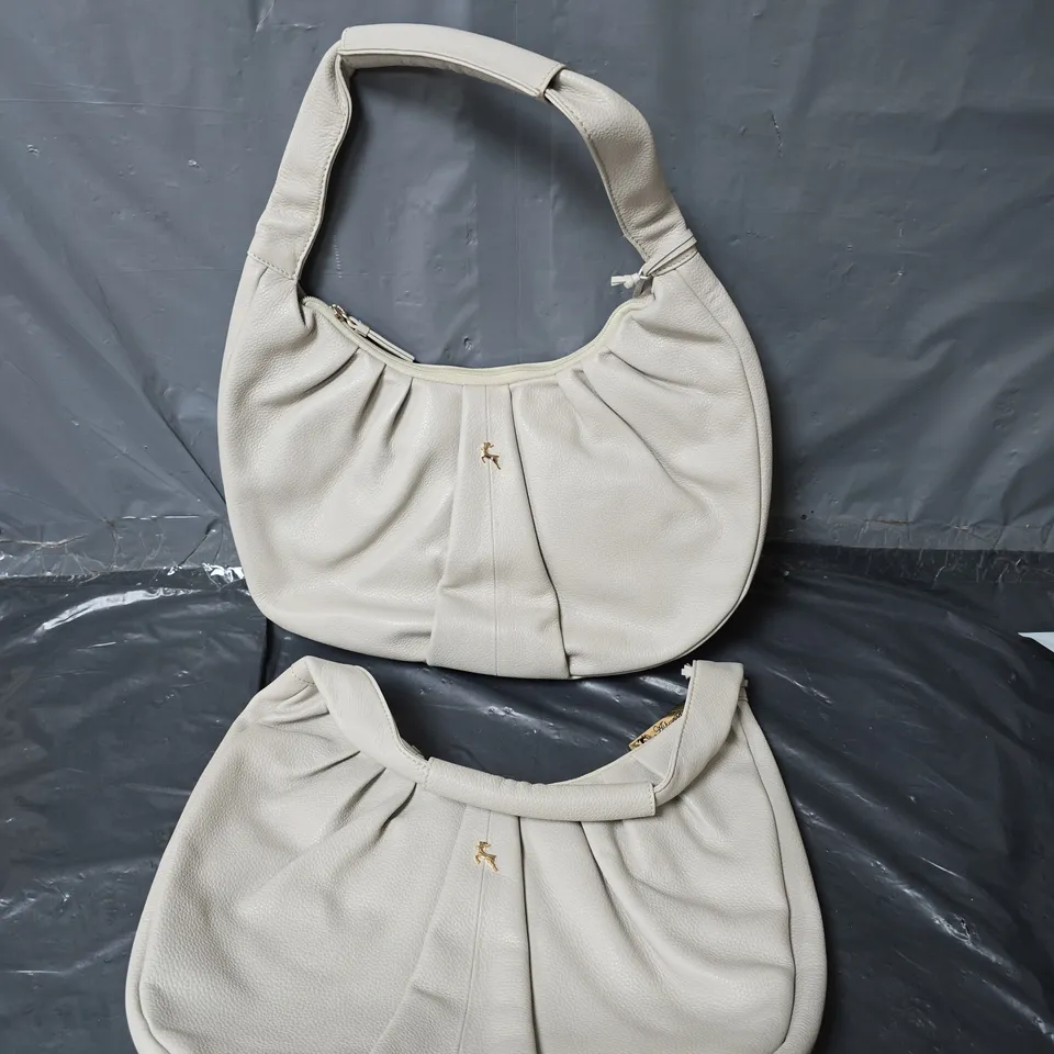 2X ASHWOOD LEATHER LARGE PLEATED SHOULDER BAG ICE GREY 