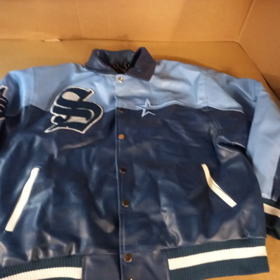 SELECTIVE STUDIOS BLUE LEATHER LOOK JACKET - XL