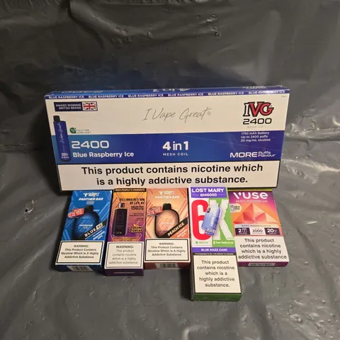 APPROXIMATELY 20 ASSORTED E-CIGARETTE & VAPING ITEMS IN VARIOUS BRANDS