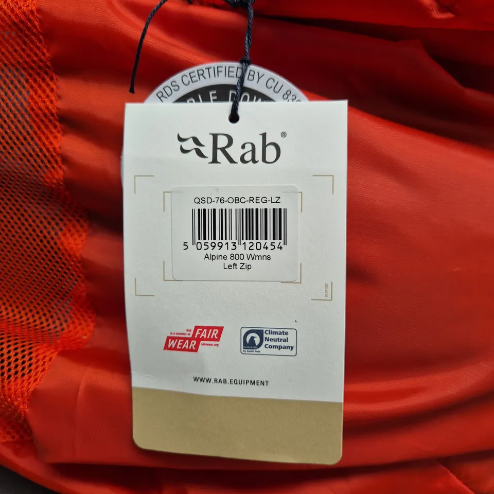 RAB ALPINE 800 WOMEN'S DOWN JACKET – LEFT ZIP, RED/ORANGE