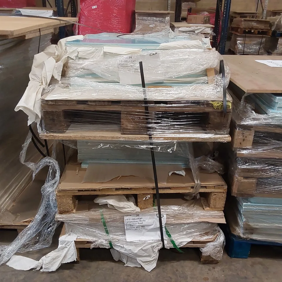 PALLET OF APPROXIMATELY 25 BRAND NEW IVORY CREAM GLOSS KITCHENS/BEDROOM REPLACEMENT CABINET DOOR/DRAWER/END PANELS IN ASSORTED SIZES TO INCLUDE;