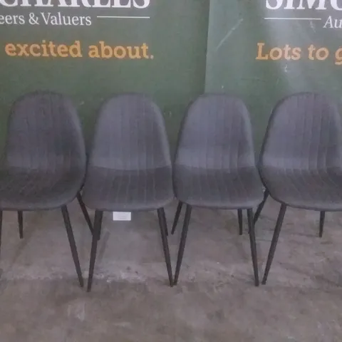 SET OF 4 BROOKLYN VINTAGE GREY LEATHER DINING CHAIR (BLACK LEG)