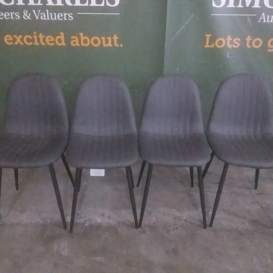 SET OF 4 BROOKLYN VINTAGE GREY LEATHER DINING CHAIR (BLACK LEG)