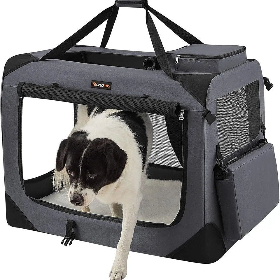 BOXED FEANDREA FOLDABLE PET CARRIER BAG, 81×58×58CM, GREY 