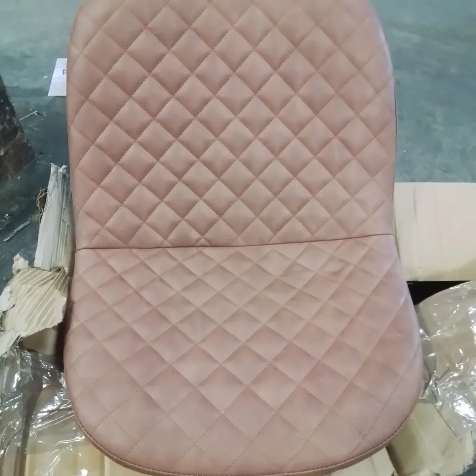 BOXED BOXED PAIR OF FAUX LEATHER UPHOLSTERED SIDE CHAIRS/STOOLS (BROWN)