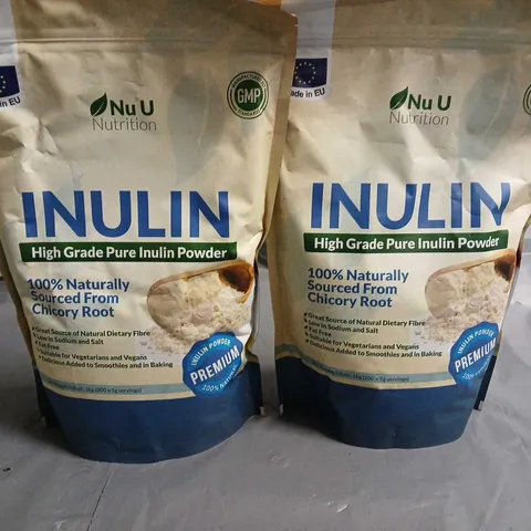 LOT OF 2 NU U NUTRITION 1KG PACKS OF PURE INULIN POWDER 