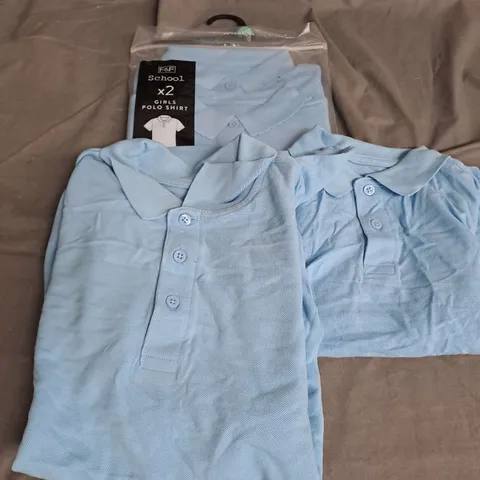 BOX OF APPROXIMATELY 60 ASSORTED SCHOOL POLO SHIRTS IN BLUE VARIOUS SIZES